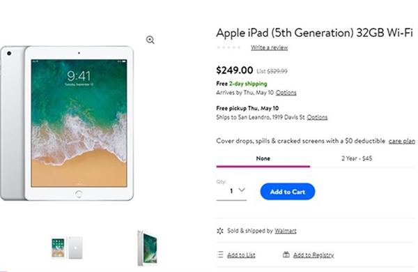 苹果第五代iPad大幅降价，32GB版不到1600元